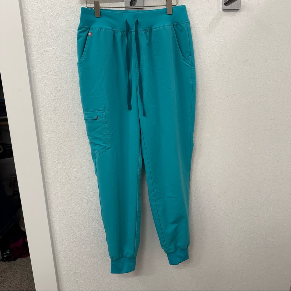 Figs Medium High Waisted Teal Jogger Scrub Pants